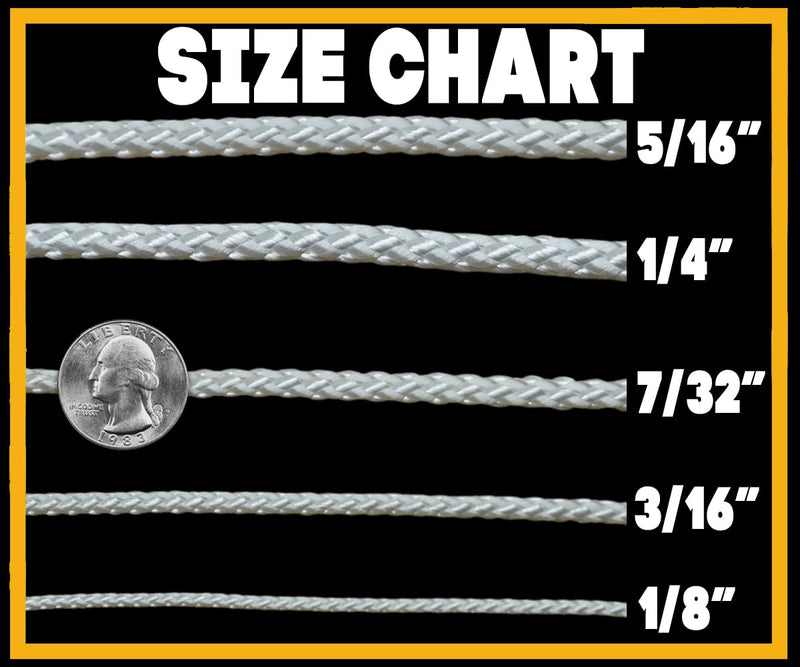 [Australia - AusPower] - Diamond Braid Nylon Lightweight White Rope - 1/8" x 50 Foot Coil - Thick Cord, Flag Pole, Outdoor, Sailing, Clothes Line, Tarp Tie Down 