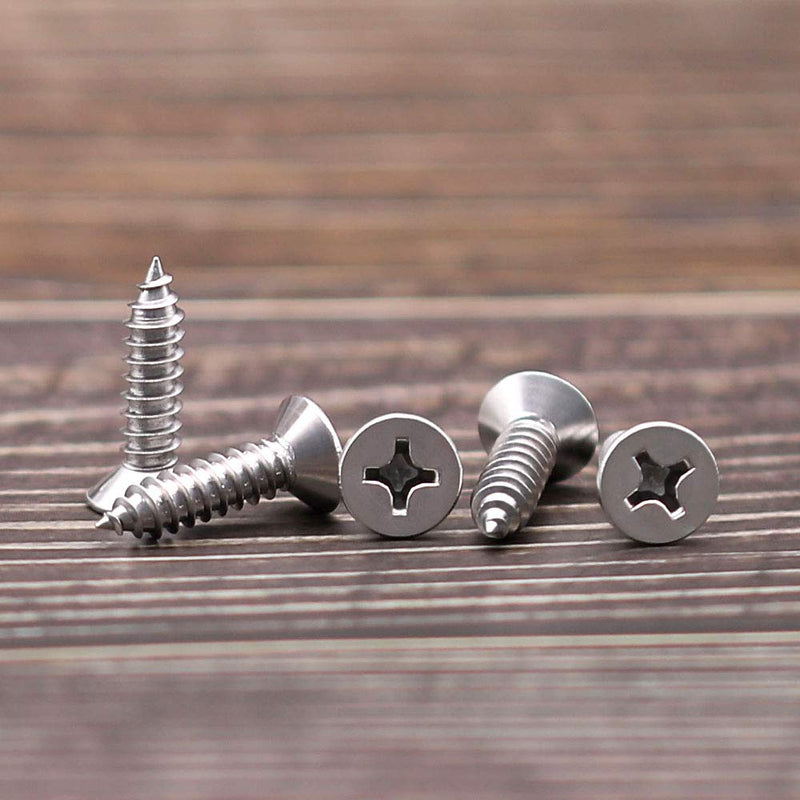 [Australia - AusPower] - #8 x 1/2" Flat Head Sheet Metal Screws Phillips Drive Wood Screws, 304 Stainless Steel 18-8, Self Tapping, Pack of 100 #8 x 1/2" (100 pcs) 