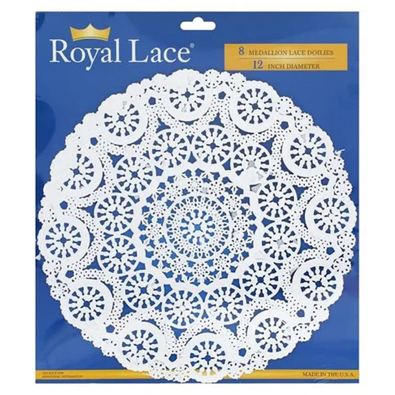 [Australia - AusPower] - Royal Medallion Lace Round Paper Doilies Size: 8 in. - Pack of 20, 10 in. - Pack of 12, 12 in. - Pack of 8 (Bundle), Paper doilies 