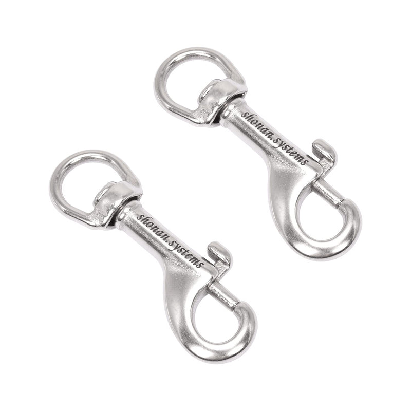 [Australia - AusPower] - SHONAN 2.75 Inch Swivel Eye Snap Hook, 2 Pack Single Ended Snap Clips Marine Grade Stainless Steel 316 Clips for Diving/Keychain/Dog Leash/Camera Strap/Clothesline 2.75 Inch, 2 Pack, Single Ended 