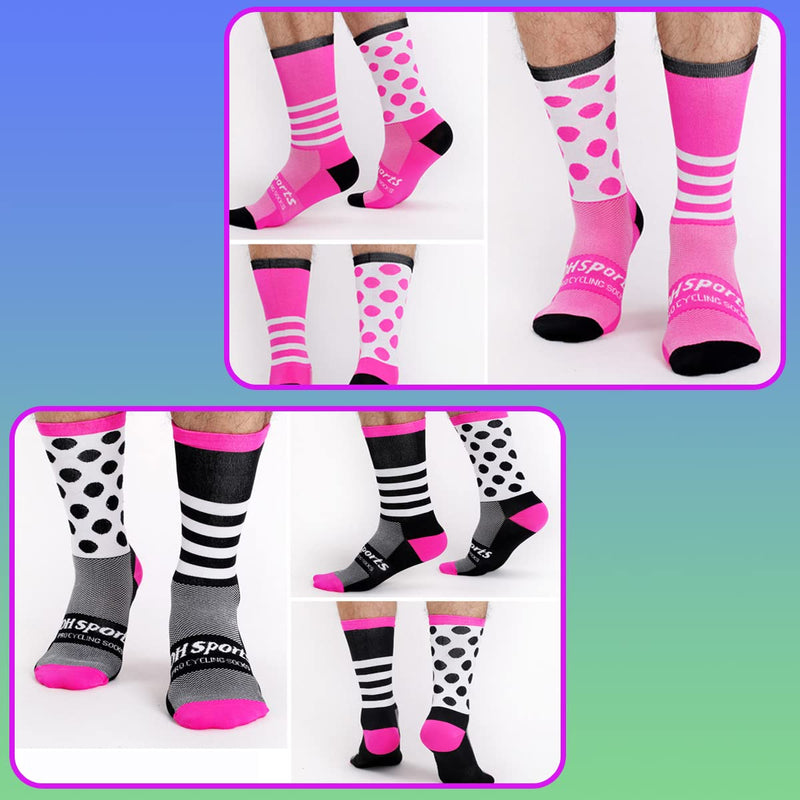 [Australia - AusPower] - GuaziV Cycling Socks for Men & Women，Colorful Compression Hiking Socks Running Socks for Travelling, Walking, Climbing Speckled Stripes（4 Pack） 11 