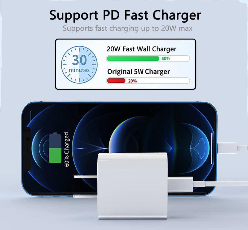 [Australia - AusPower] - Fast Charger iPhone, 10FT iPhone 13 Charger [Apple MFi Certified] 20W Type C Fast Charging Block PD Wall Charger Plug with USB C to Lighting Cable for iPhone 13 Pro Max/13 Pro/13 Mini/13/12 Pro/11/Xs 