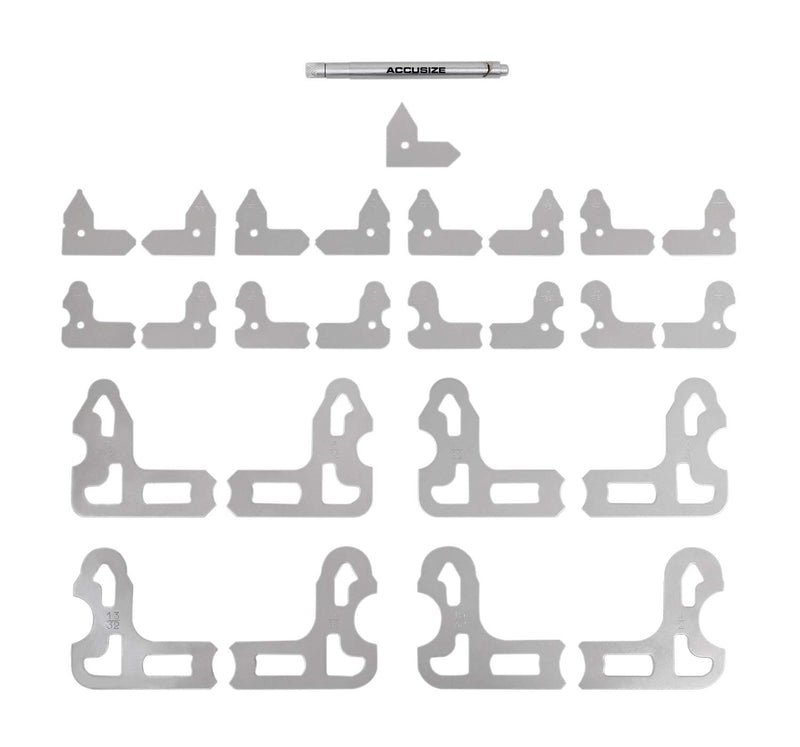 [Australia - AusPower] - Accusize Industrial Tools 25 Pc Radius Gage Set Fractional 1/64-1/2'' Gages with Holder, 3602-5021 