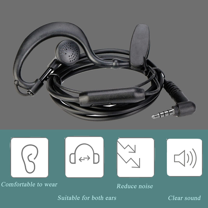 [Australia - AusPower] - Retevis RB19 RB19P Walkie Talkie Earpiece with Mic 1 Pin 3.5mm, Compatible with Retevis RB19 RB19P Walkie Talkies, C Shape Two Way Radio Headset with PTT, for use in Police, Security, Hotels(3 Pack) 