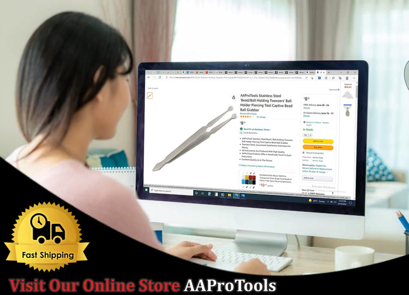 [Australia - AusPower] - AAProTools Stainless Steel 'Bead / Ball Holding Tweezers' Ball Holder Piercing Tool Captive Bead Ball Grabber 
