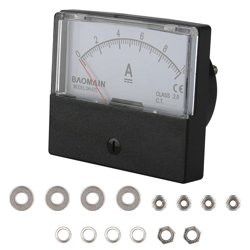 [Australia - AusPower] - Baomain Ammeter DH-670 DC 0-10A Rectangular Ampere Needle Panel Meter Gauge Amperemeter 
