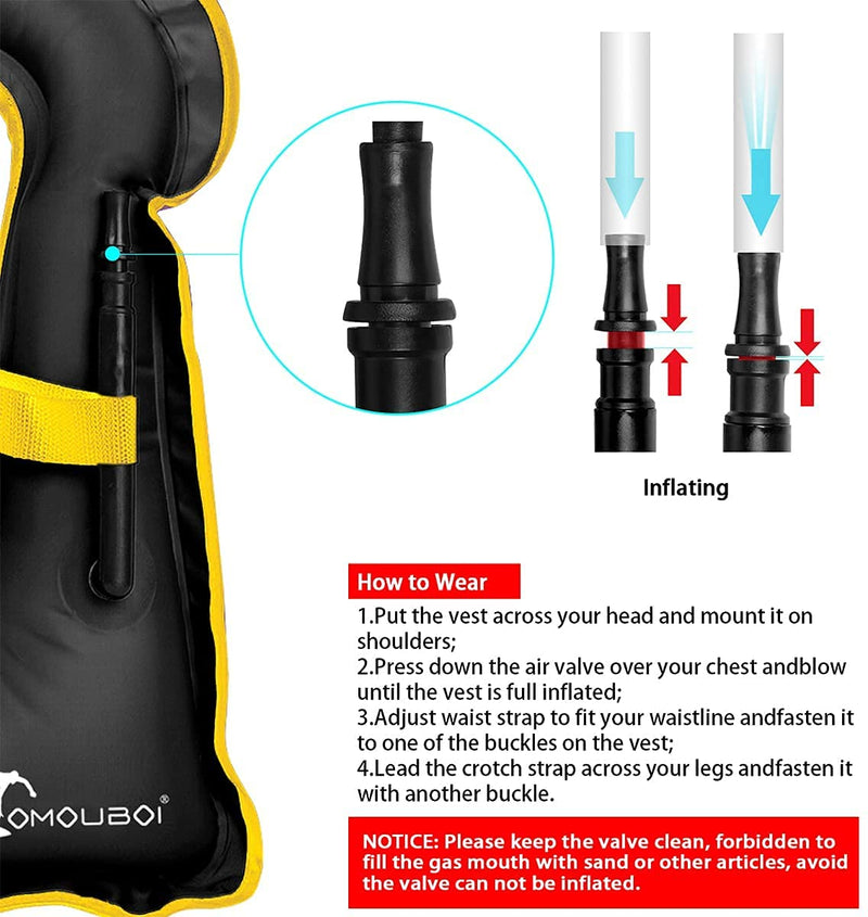 [Australia - AusPower] - OMOUBOI Snorkel Vest for Adults Swim Vests Inflatable Snorkeling Jackets for Diving, Snorkeling, Swimming Safety (Suitable for 100-220 lbs) 