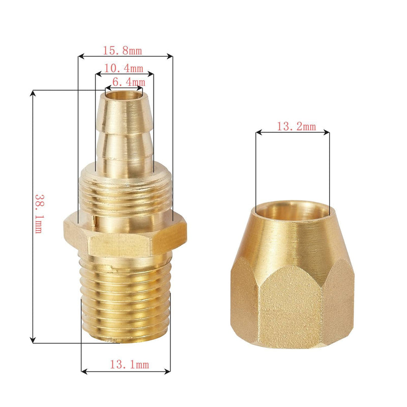 [Australia - AusPower] - Pronese 2pcs Premium Solid Brass Pneumatics Reusable Hose-End Repair Fitting,3/8" Barb For 3/8-Inch ID Polyurethane Air Hose With 1/4" NPT Rigid 3/8 Inch 4 