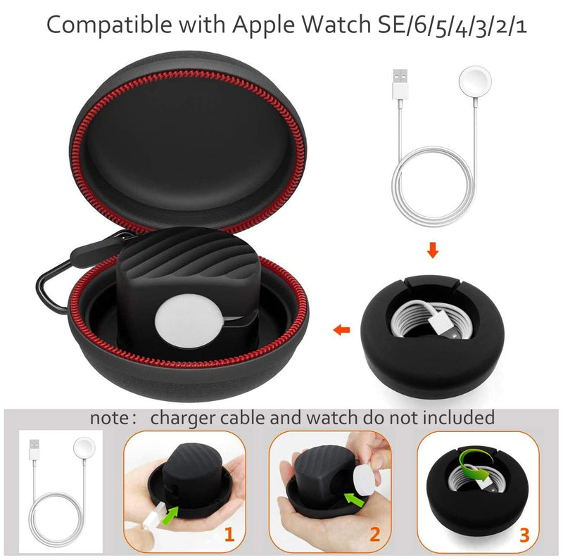 [Australia - AusPower] - Smart Watch Carry Case for Apple Watch Hard Shell Travel Storage Case Compatible with Apple Watch iWatch Series SE/6/5/4/3/2/1 up to 44mm Travel Watch Roll Case Black(Charger not Include) 