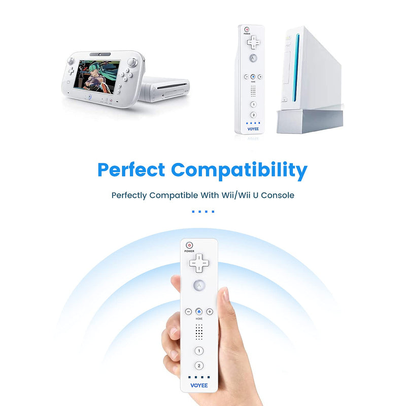 [Australia - AusPower] - VOYEE Wii Remote Controller, Wii Controllers Built in 3-Axis Motion Plus, Wireless Gaming Controller Compatible with Nintendo Wii/Wii U Console - with Silicone Case | Wrist Strap (White) White 