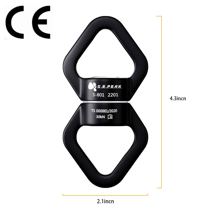 [Australia - AusPower] - S.E.PEAK Swing Swivel, Swivel Hook 30 kN & 360° Rotational Device Safest Hanging Accessory for Swing, Aerial Dance, Swing Spinner Hanger, Rock Climbing, Hanging Hammocks, Carabiner, Web Tree Swing Medium-30KN Black 
