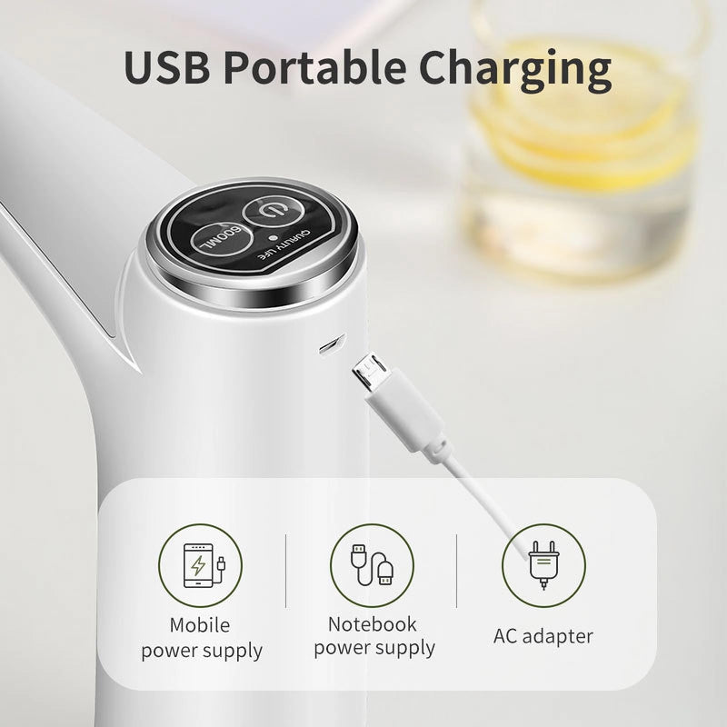 [Australia - AusPower] - HiPiCok Water Dispenser 5 Gallon Electric Water Bottle Pump with Universal Bucket Cap for 3&5 Gallon Bottle Automatic Rechargeable Water Pump, White 