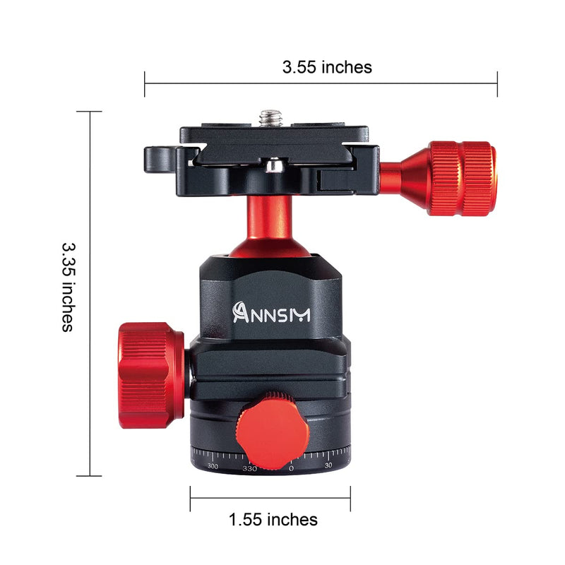 [Australia - AusPower] - ANNSM Tripod Ball Head 360 Degree Rotating Swivel Panoramic Head with Cold Shoe Seat and 38mm Width QR Plate for DSLR Camera,Smartphone,Video Light,Slider,Stabilizer,Monopod 