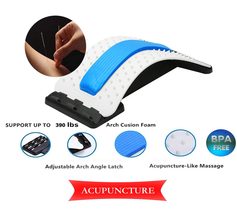 [Australia - AusPower] - ChiFit Multi-Level Back Stretching Device - Immediate Relief for Back Pain, Herniated Disc, Sciatica, Scoliosis,Lower and Upper Back Stretcher Support and Pain Relief Blue 