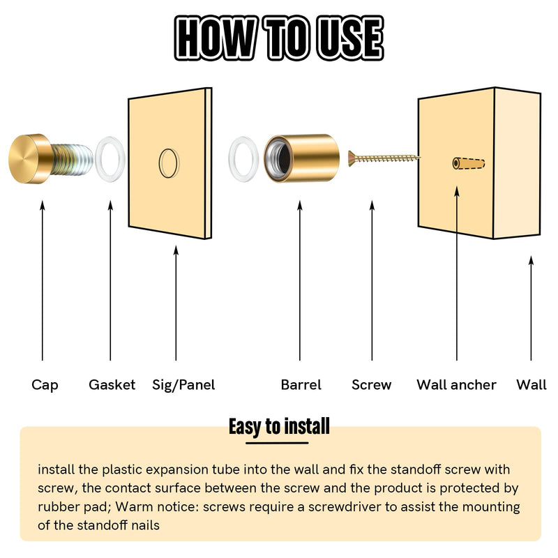 [Australia - AusPower] - 8 Sets Stainless Steel Standoff Screws Advertising Standoff Mount Metal Standoff Hardware Wall Sign Mounting Hardware for Hanging Acrylic Picture Frame (1/2 x 0.79 Inch) 1/2 x 0.79 Inch 