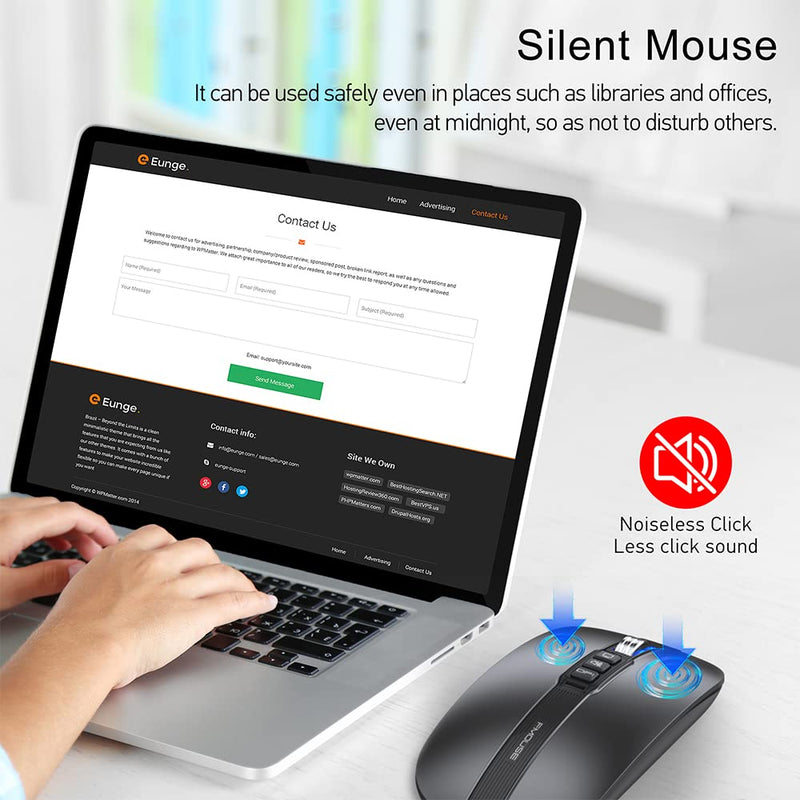 [Australia - AusPower] - FMOUSE Silent Wireless Mouse, Slim Silent Mouse with USB Receiver, Wireless & Bluetooth 5.1 Dual Mode 2400 DPI, Quick Mute & Desktop Return Button, Rechargeable Mice for PC, Laptop, Desktop (Grey) Grey 