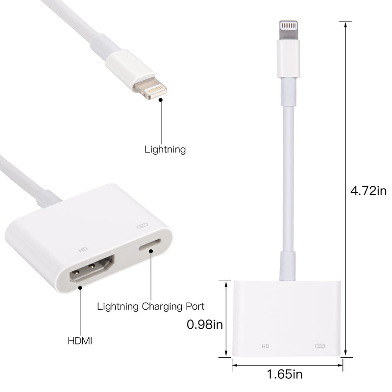 [Australia - AusPower] - Lightning to HDMI Adapter with Lightning Digital AV Adapter 1080P, Lightning Charging Port White for Select iPhone iPad and iPod Models and HDTV Monitor Projector (Withe) 