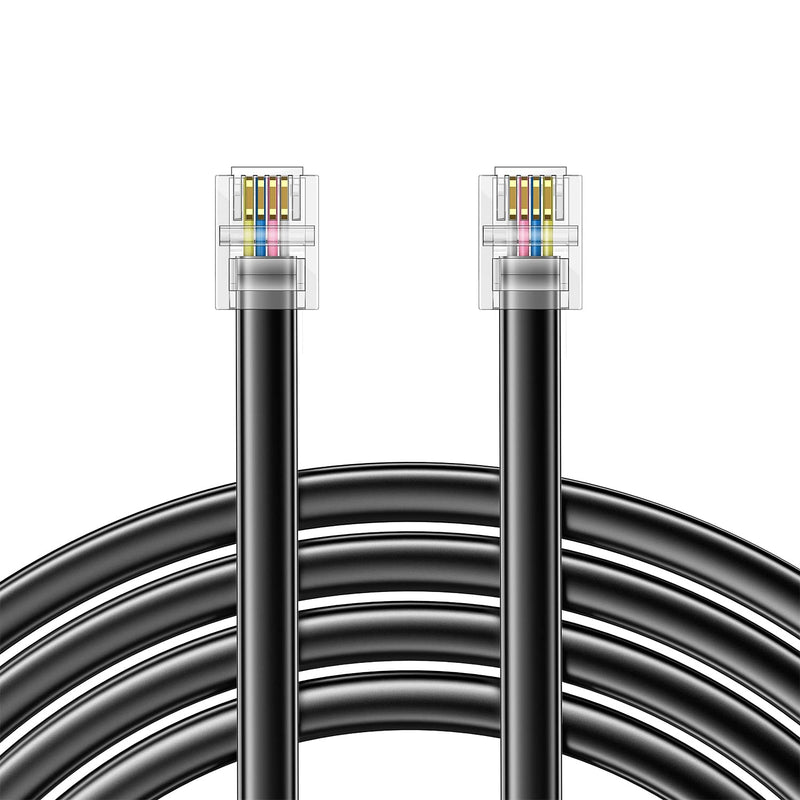 [Australia - AusPower] - 6-foot telephone landline extension cord cable cord with standard RJ-11 6P4C plug ( Black 3Pack ) 6-feet-Black 