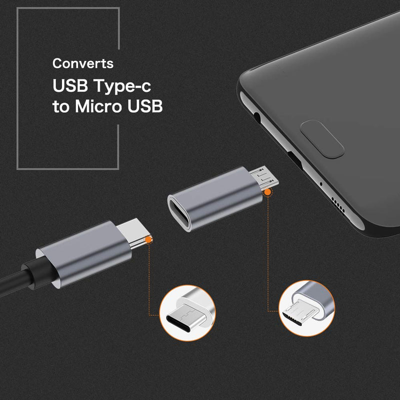 [Australia - AusPower] - USB C to Micro USB Adapter, (4-Pack) Type C Female to Micro USB Male Convert Connector Support Charge Data Sync Compatible with Samsung Galaxy S7 S7 Edge, Nexus 5 6 and Micro USB Devices(Grey) Grey 