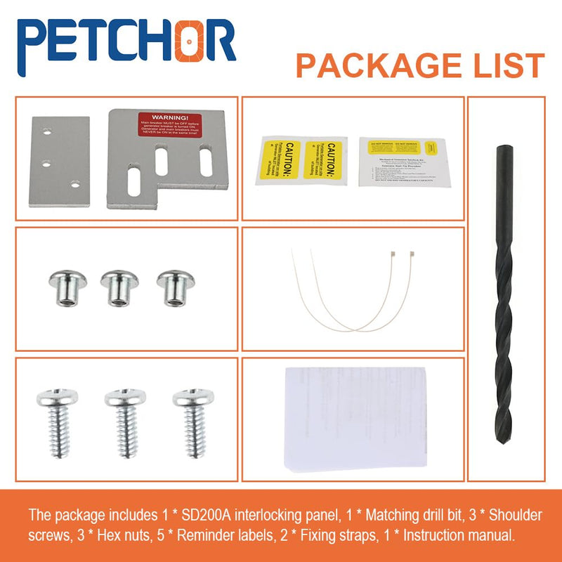 [Australia - AusPower] - PETCHOR SD200A Professional Generator Interlock Kit Compatible with Square D QO or Homeline 150 or 200 amp Panels, 1 3/8 inches Spacing Between Main and Generator Breaker for Safe Usage 