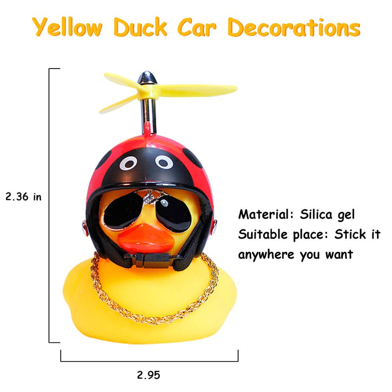 [Australia - AusPower] - wonuu Rubber Duck Car Ornaments, 5Pcs Yellow Duck Car Dashboard Decorations Squeeze Duck Bicycle Horns with Propeller Helmet (5 Pack-Combination 1) B-combination 