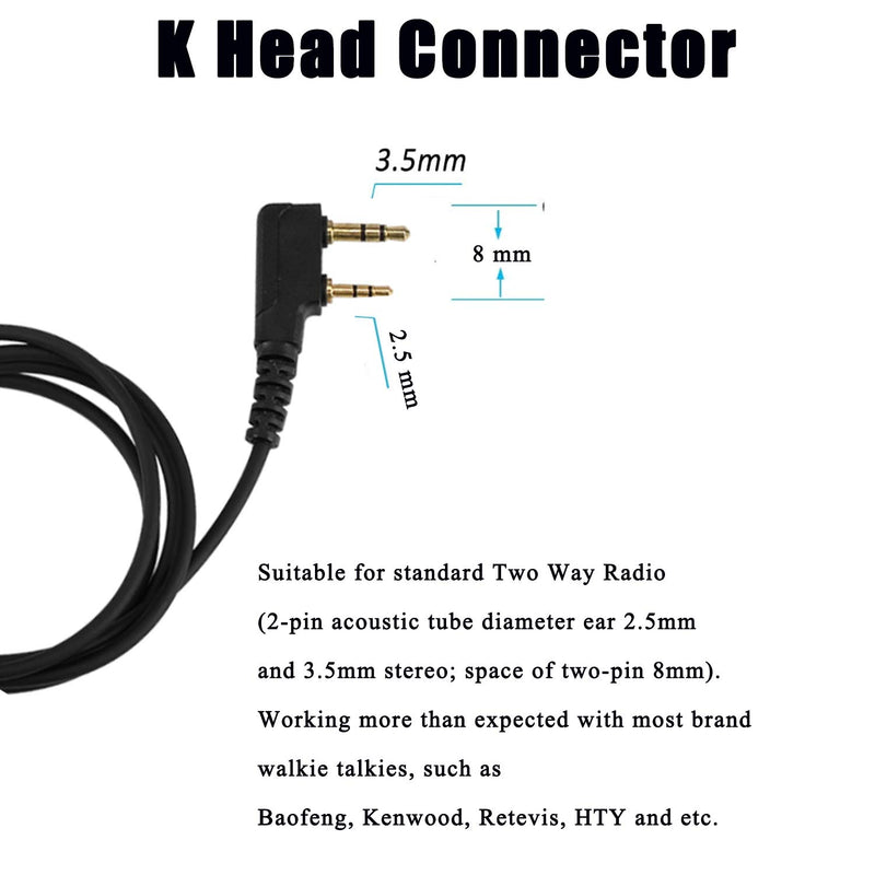 [Australia - AusPower] - Two Way Radio Earpiece with Clear Acoustic Tube Walkie Talkie 2 Pin Security Headset with Mic for SAMCOM Radios 