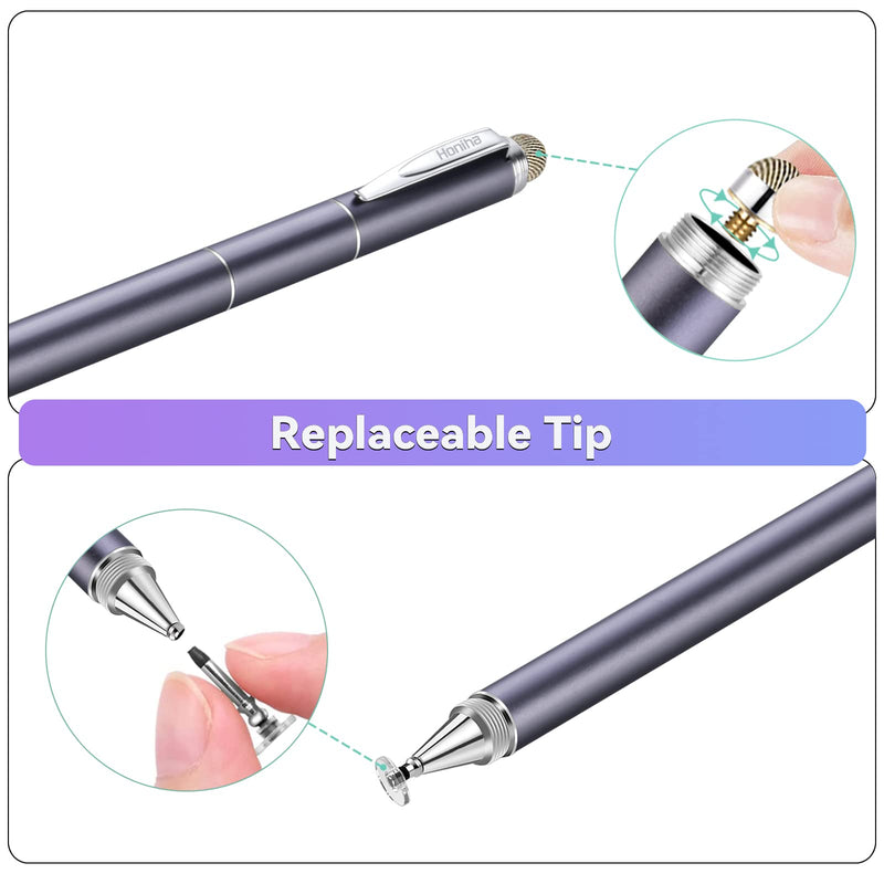 [Australia - AusPower] - Universal Stylus Pens, Honiha High Precise Disc Stylus Pens for Touch Screens 4 in 1 Touch Screen Pen Capacitive Stylus Compatible with iPad, iPhone, Samsung, Android, Microsoft Tablets- Space Black 