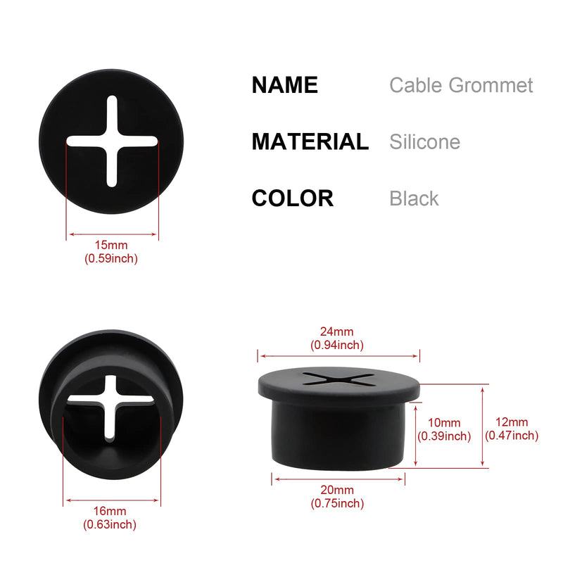 [Australia - AusPower] - Desk Grommet, 3/4 Inch Flexible Rubber Grommets, Silicone Cable Cord Grommet Wire Hole Cover for Desk, Table and Other Furnitures(12 Pack) 
