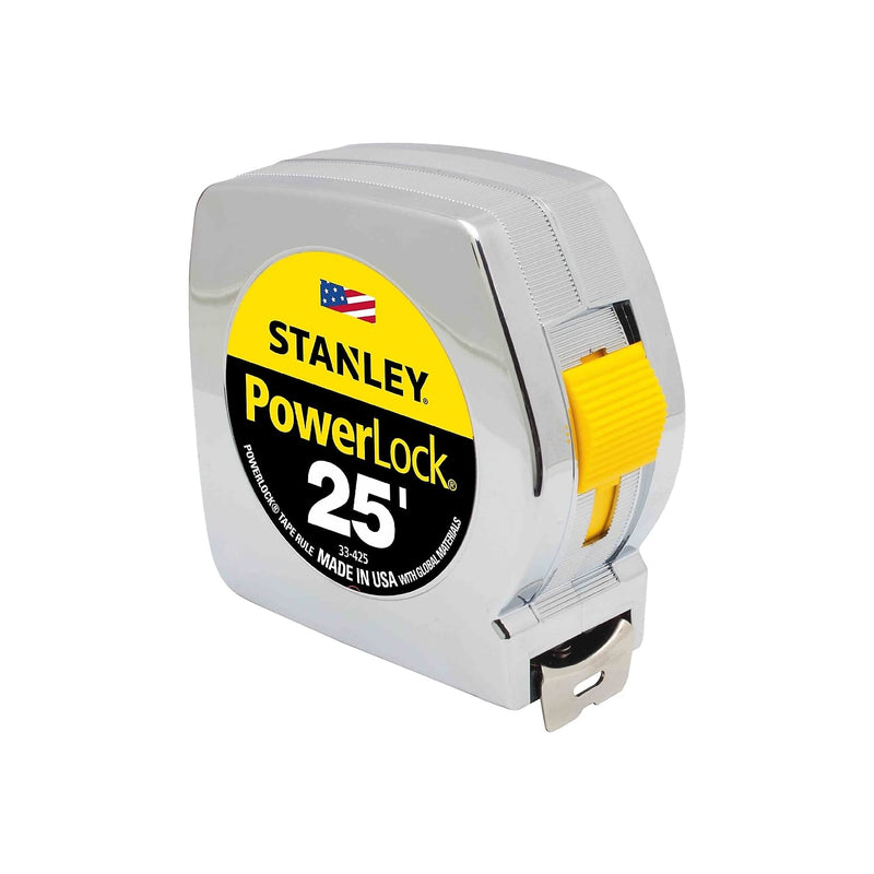 [Australia - AusPower] - Stanley 33425 Powerlock II Power Return Rule, 1-Inch x 25ft, Chrome/Yellow 