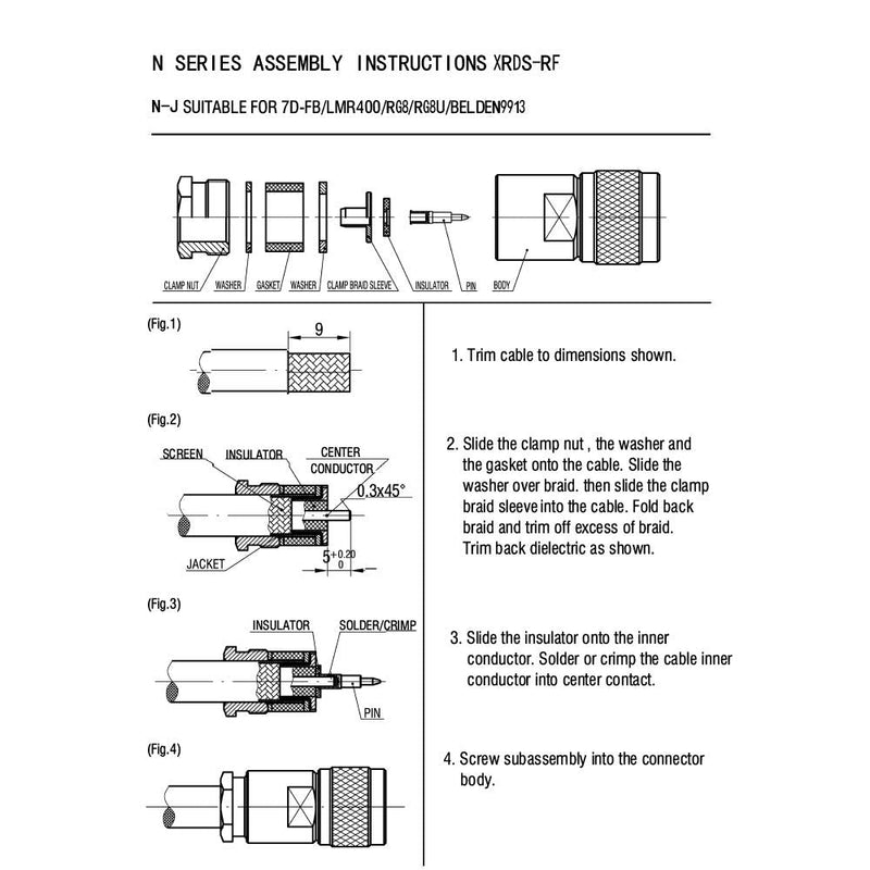 [Australia - AusPower] - XRDS -RF N Male Connectors Plug Attach Adapter Coax Connector for LMR400/RG8/Belden 9913/KMR400 RF Coaxial Cable 5pack (NOT for TV) 
