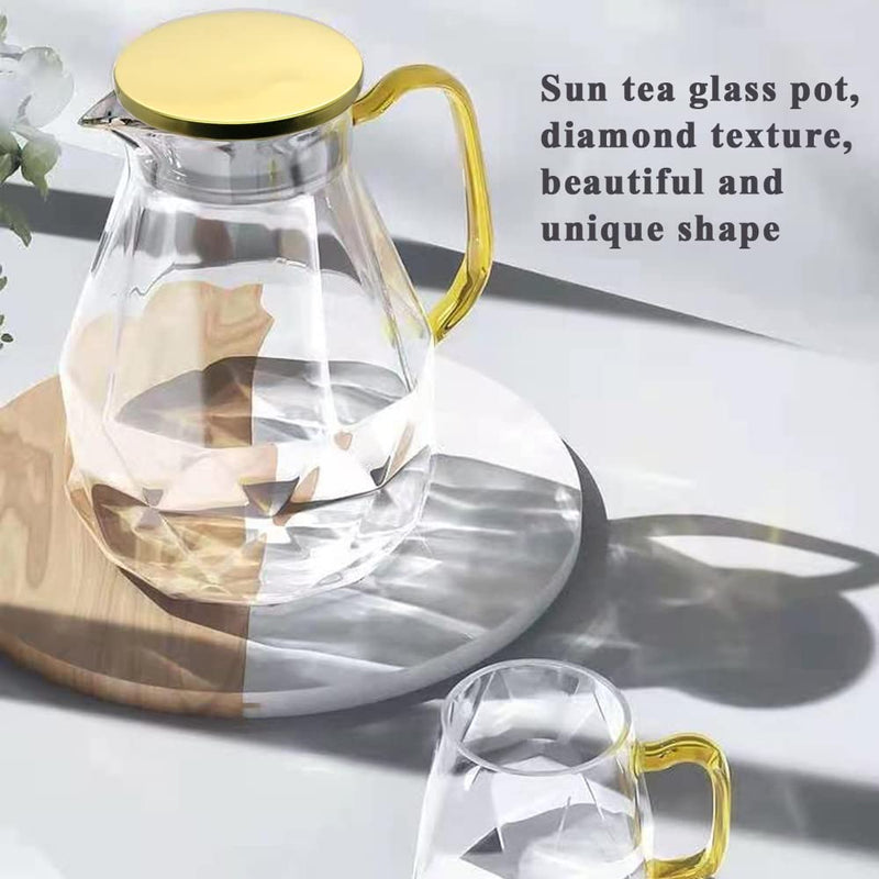 [Australia - AusPower] - Jitejoe Glass Pitcher 61oz Large Carafe with Lid Easy Clean Heat Resistant Borosilicate Boiling Glassware Water Jug for Juice,Milk,Coffee,Ice Iced Tea,Lemonade,Cold or Hot Beverages (61oz Carafe) 61 oz Carafe 