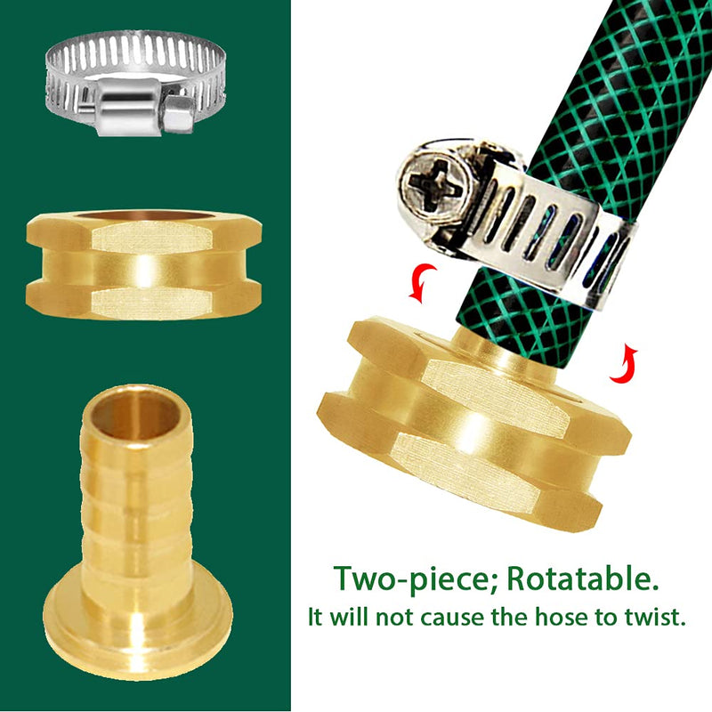 [Australia - AusPower] - Joywayus Brass 1/2" Barb x 3/4“GHT Thread Swivel Hex Garden Water Hose Pipe Connector Copper Fitting with Stainless Clamp (6PCS) 3/4"GHT Male&Female 1/2"Barb-6PCS 