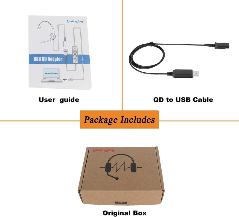 [Australia - AusPower] - VoiceJoy Call Center Headset Quick Disconnect QD Cable to USB Plug Adapter for Plantronics QD Connector to Any Computer Laptop USB Adapter 