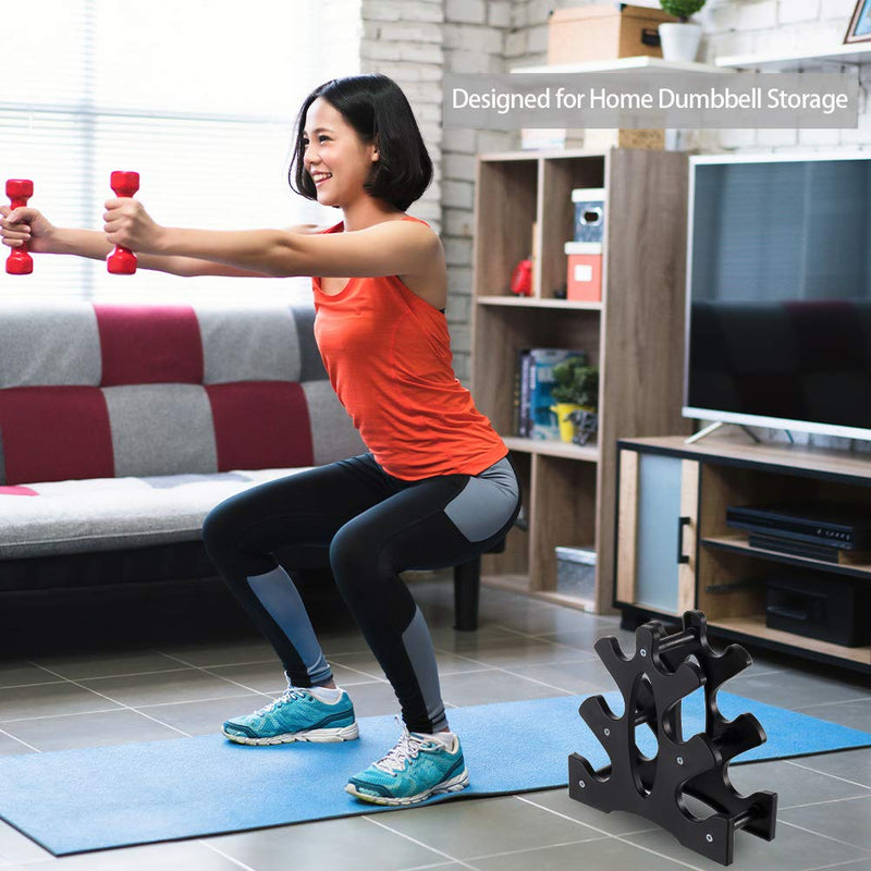 [Australia - AusPower] - AUXSOUL 1 Pack Dumbbell Rack Stand, 3 Tier Dumbbells Weights Handle Stand Hand Weight Tower Stand, Dumbbell Bracket Free Weight Stand for Home Gym Organization, Holds 30 Pounds(Weights Not Included) 