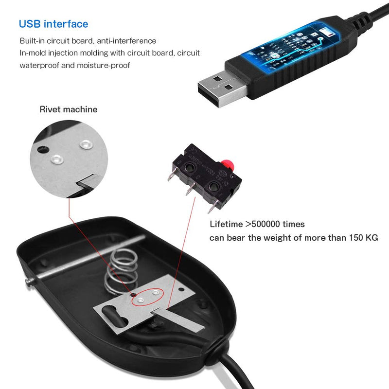 [Australia - AusPower] - OLLGEN 2022 Upgraded USB Double Foot Pedal Switch PC Gaming, Black Metal USB Foot Control Program Customized Computer Keyboard Mouse Game Action HID 