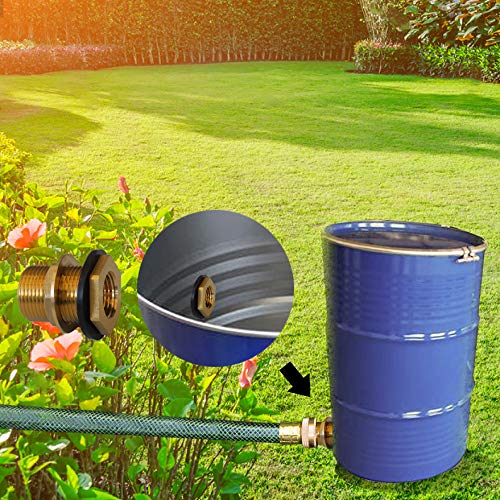 [Australia - AusPower] - Hourleey Solid Brass Bulkhead Fitting, 1/2" Female 3/4" Male GHT Solid Brass Water Tank Connector Theaded with Rubber Ring (2-Pack) 2 Pack 
