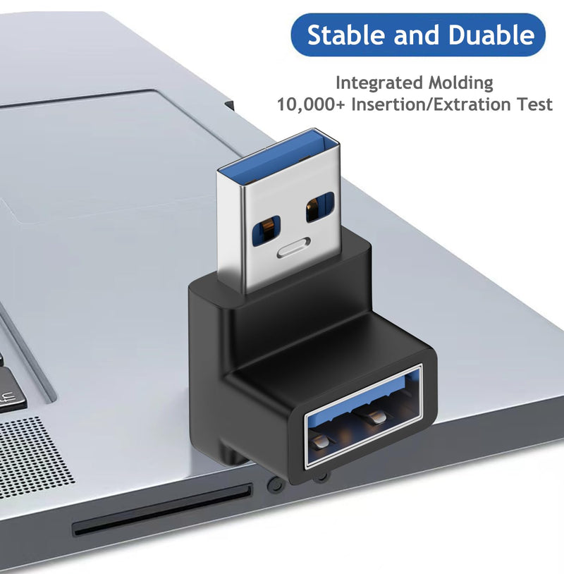 [Australia - AusPower] - Xsusmdom 90 Degree USB 3.0 Male to Female Adapter, (4 Pack) Up and Down & Left and Right Angle USB A Extender Connector for PC, Laptop, Hard Drive, Keyboard, USB A Charger, Power Bank 