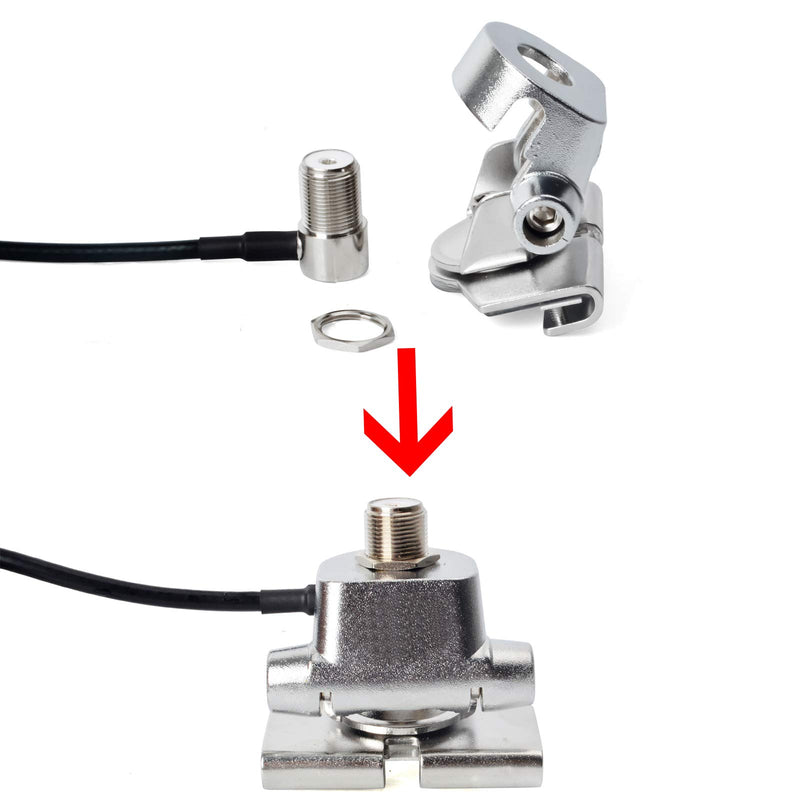 [Australia - AusPower] - HYS Mobile Radio Antenna Mount Base Clip Trunk Lid Hatchback Bracket with SO239 to PL-259 Connector,16.4Ft of RG-58 Coax Cable 