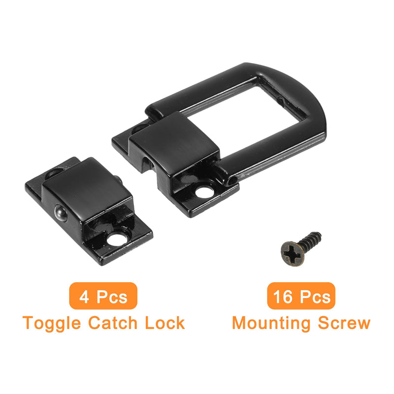 [Australia - AusPower] - uxcell 4Pcs Toggle Catch Lock, 0.98" x 0.79" (LxW) Zinc Alloy Hasp Lock Latch Clasp for Jewelry Box Wooden Case Toolbox, Black 0.98" x 0.79" 