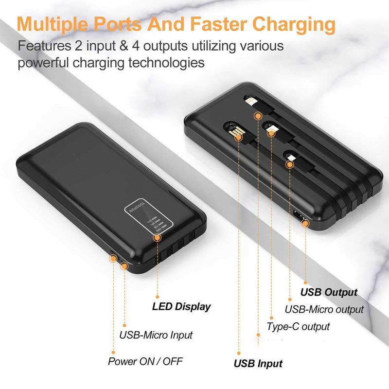 [Australia - AusPower] - Power Bank 30000mAh All-in-one Build in 4 Plugs Provides Charging to 4 Devices at The Same time Quick Charge Cell Phone Tablet Bluetooth Speaker Headphone etc. (30000mAh Black) 