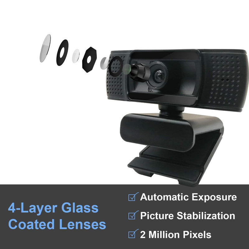 [Australia - AusPower] - Anivia 1080p HD Fixed Focus Webcam, USB Camera with Microphone Free Cover Slide, Mini Plug and Play Video Calling Computer Camera, Built-in Mic, Flexible Rotatable Clip(The Tripod not Included) 