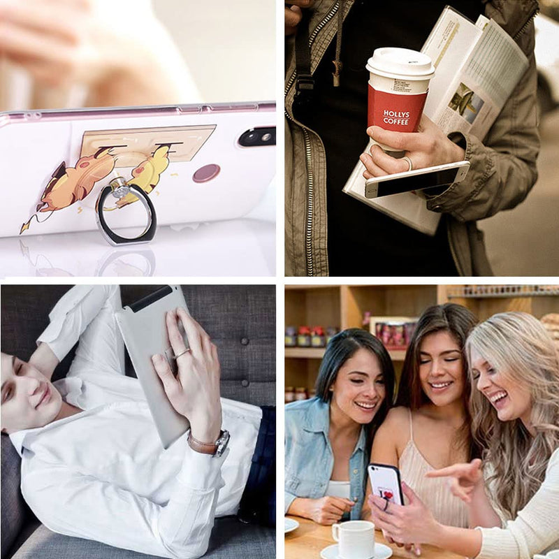 [Australia - AusPower] - Kinizuxi Cell Phone Ring Holder Stand 5 Packs Silver, Transparent Phone Ring Holder Finger Kickstand 360 Degree Rotation, Clear Phone Ring Grip Compatible with Various Mobile Phones, Tablet and Phone Cases(5Round) 