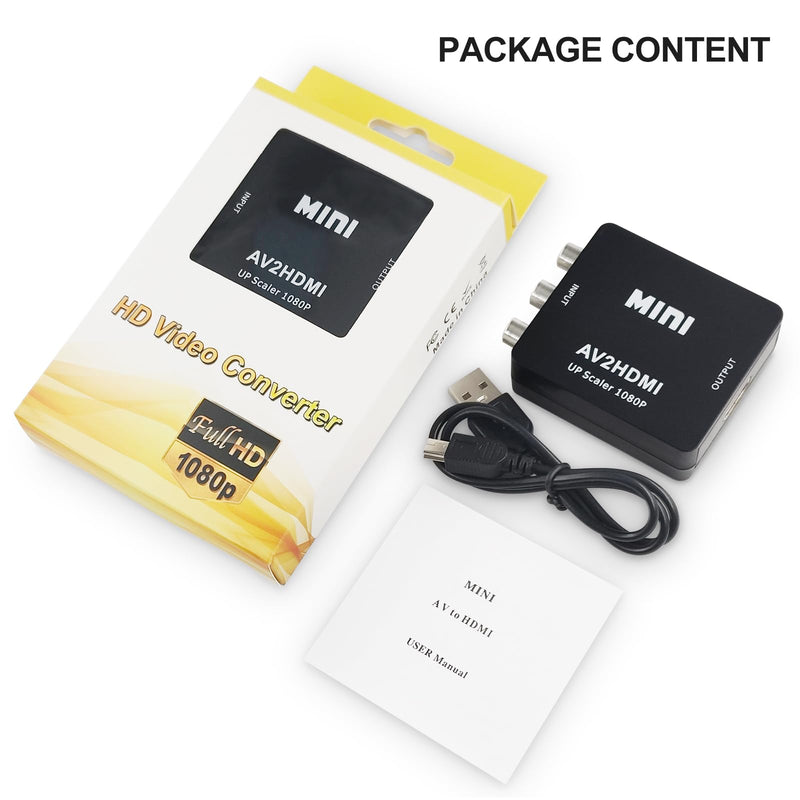 [Australia - AusPower] - RCA to HDMI, Hanchuang AV to HDMI Converter, 1080P Mini RCA Composite CVBS Video Audio Converter Adapter Support PAL/NTSC for PS2, PS3, N64, Wii, STB, Xbox, VHS, VCR, Camera, DVD, ect. 