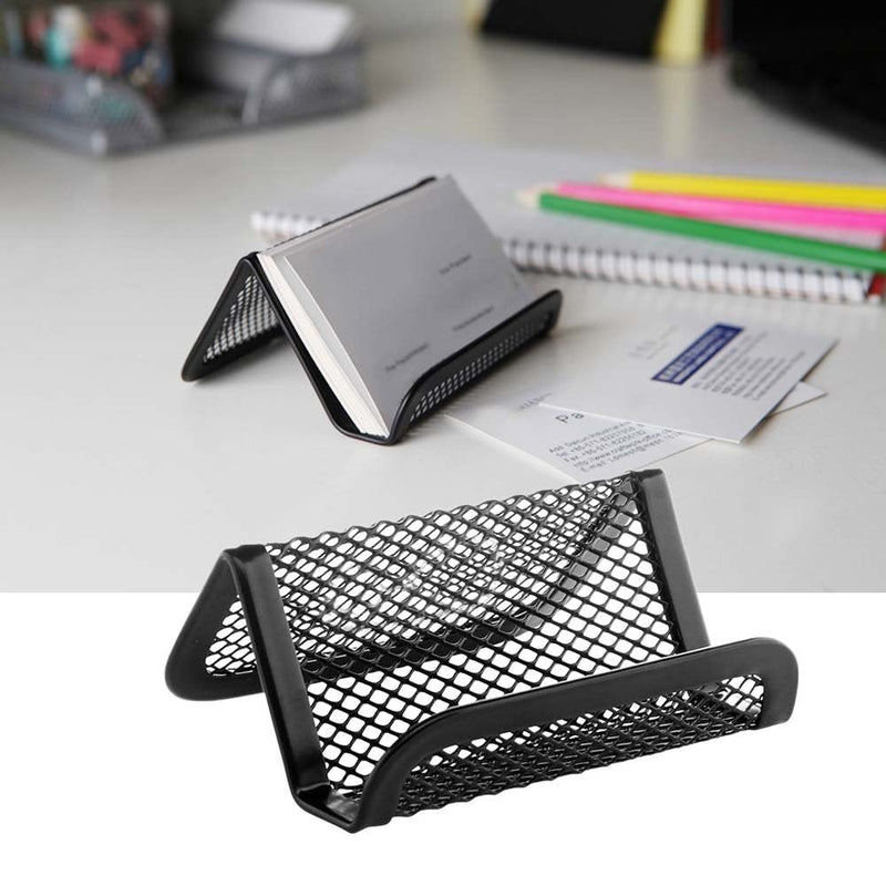 [Australia - AusPower] - Rocutus 8pcs Business Card Holder Metal Business Card Holder Desk Business Card Holder Card Organizer Black Mesh Business Card Display Business Card Holder Desk Business Card Holder (Black) 