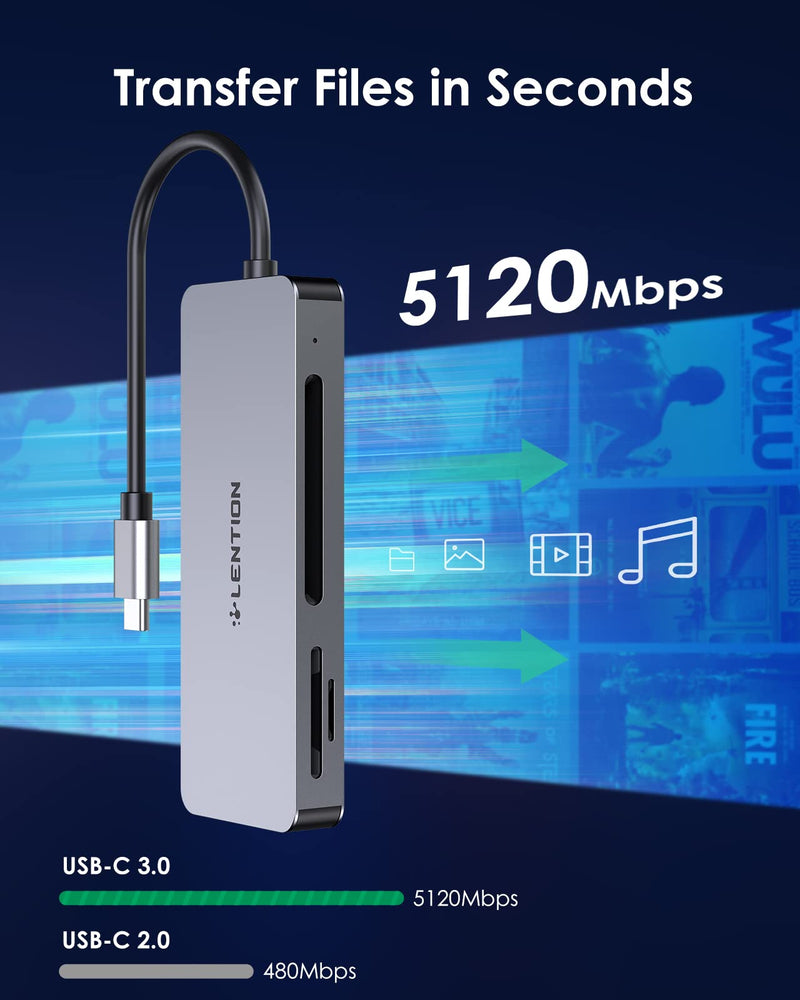 [Australia - AusPower] - LENTION USB C to CF/SD/Micro SD Multi-Card Reader, SD 3.0 Card Adapter Compatible 2021-2016 MacBook Pro 13/15/16, New Mac Air/iPad Pro/Surface, Samsung S20/S10/S9/S8/Plus/Note (CB-C12, Space Gray) 