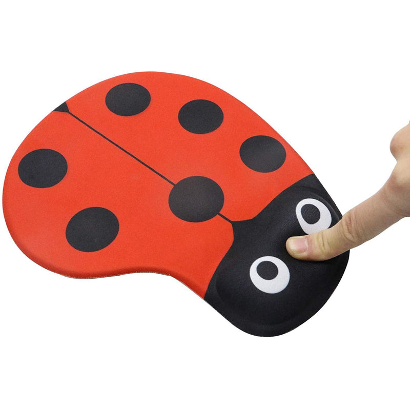 [Australia - AusPower] - PCTC Mouse Pad, Red Cute Ladybug Comfortable Gel Wrist Support Mouse Pad - Ergonomic Gaming Desktop Mouse Pad Wrist Rest -Gaming Mouse Pad, Non-Slip PU Base for Computer, Laptop, Home, Office&Travel 