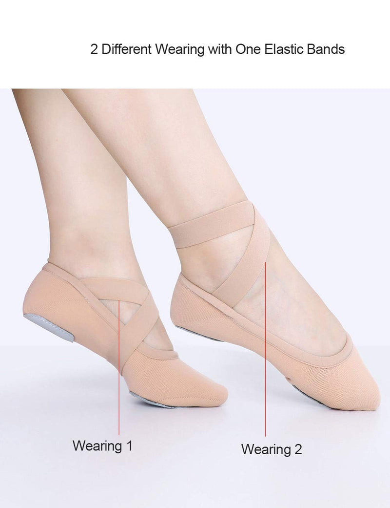 [Australia - AusPower] - Daydance Girls Women Ballet Shoes Canvas 4 Way Stretch Dance Slippers no Strings 7 