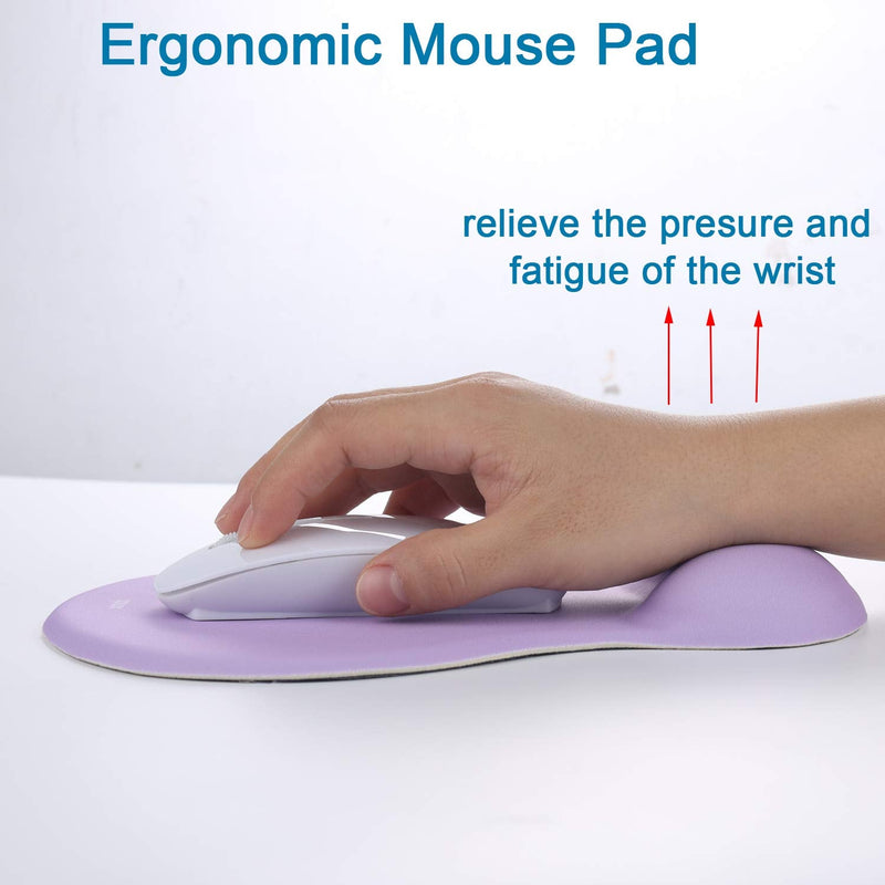 [Australia - AusPower] - Xinidc Ergonomic Computer Mouse Pad with Wrist Rest Support, Pain Relief Mouse Pad with Non-Slip PU Base for Home Office Working Studying (Purple) Purple 