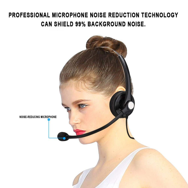 [Australia - AusPower] - Telephone Headphone, RJ11 Crystal Head Call Center Customer Service Phone Headset, Hands Free Headphones with Microphone,for Call Center/Office 