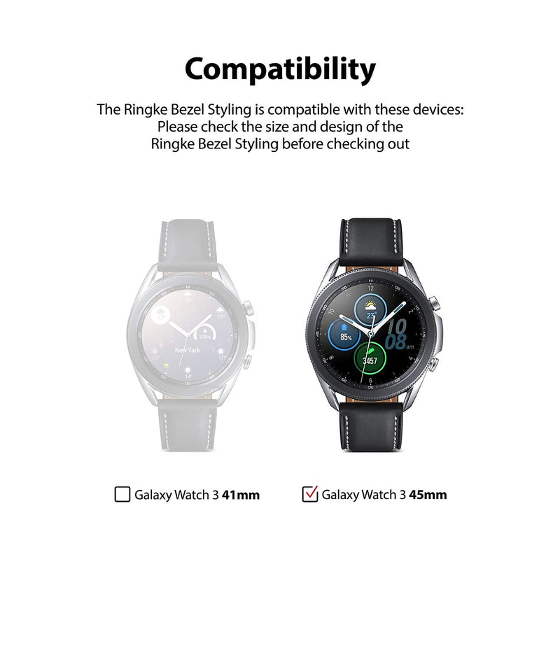 [Australia - AusPower] - Ringke Bezel Styling Compatible with Galaxy Watch 3 45mm Bezel Ring Adhesive Cover Anti Scratch Stainless Steel Protection Accessory - Metallic Silver [45-02] 45-02 (Metallic Silver) 